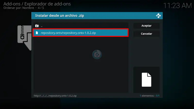addon OnTV en Kodi