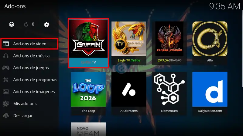 addon Griffin TV en Kodi