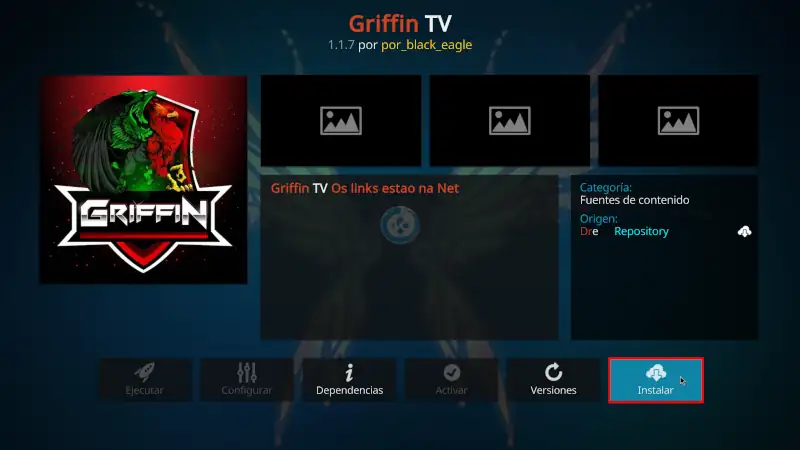 addon Griffin TV en Kodi