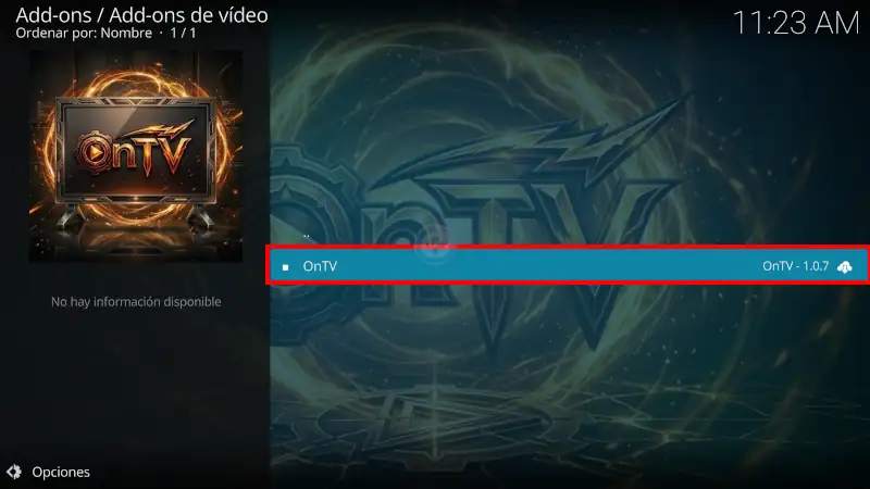 addon OnTV en Kodi