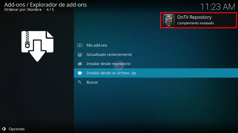 addon OnTV en Kodi
