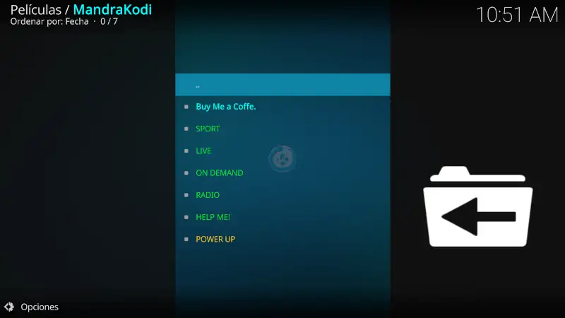 addon MandraKodi en Kodi