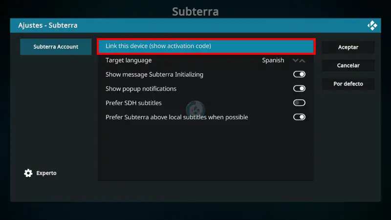 Subterra en Kodi