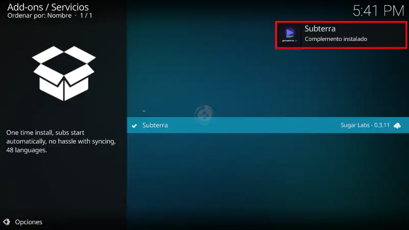 Subterra en Kodi
