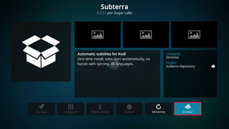 Subterra en Kodi