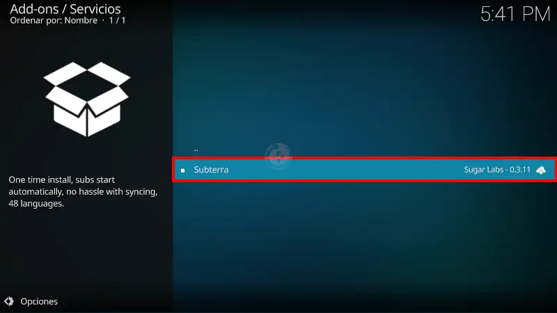 Subterra en Kodi