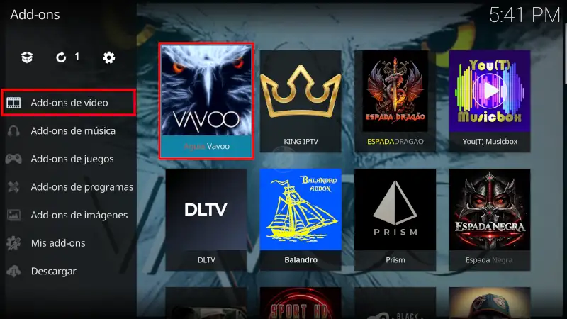 addon águila vavoo en kodi
