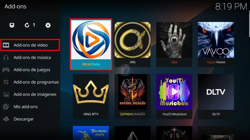 addon AtresDaily en Kodi