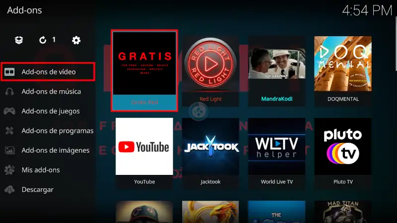 addon Gratis Red en Kodi
