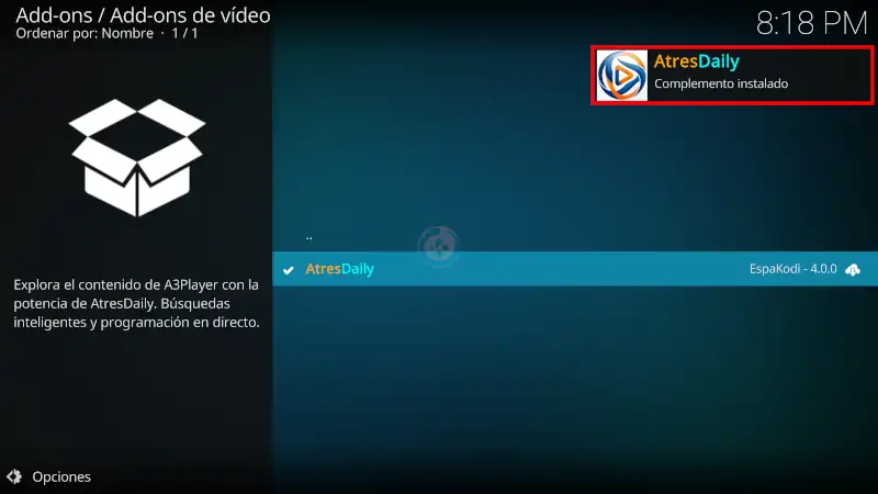 addon AtresDaily en Kodi