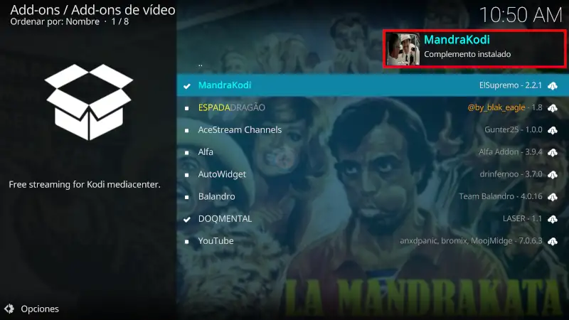 addon MandraKodi en Kodi