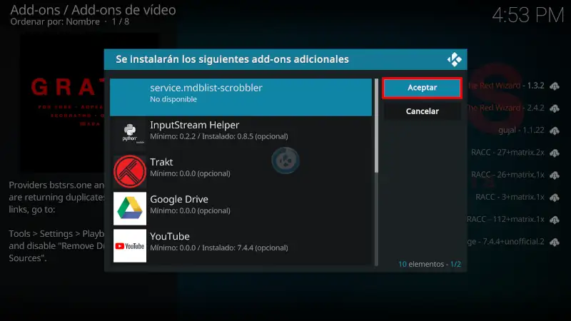 addon Gratis Red en Kodi