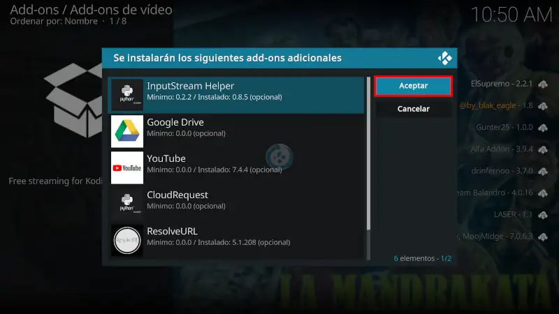 addon MandraKodi en Kodi