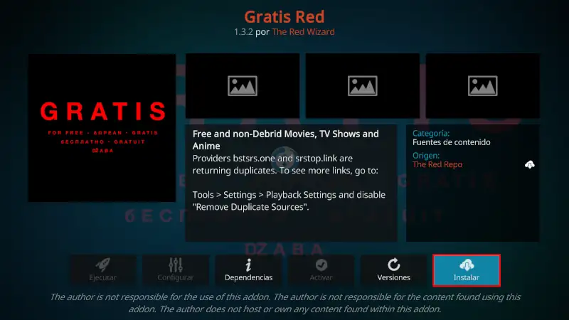 addon Gratis Red en Kodi