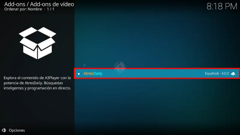 addon AtresDaily en Kodi