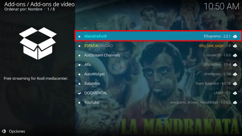 addon MandraKodi en Kodi