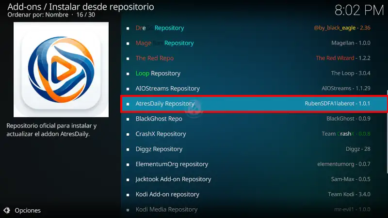 addon AtresDaily en Kodi