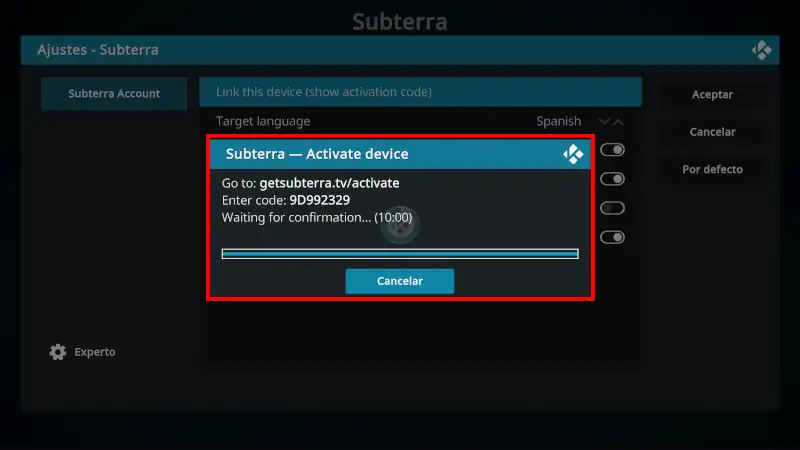 Subterra en Kodi