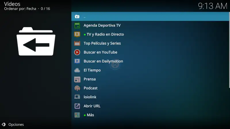addon EspaTV en Kodi