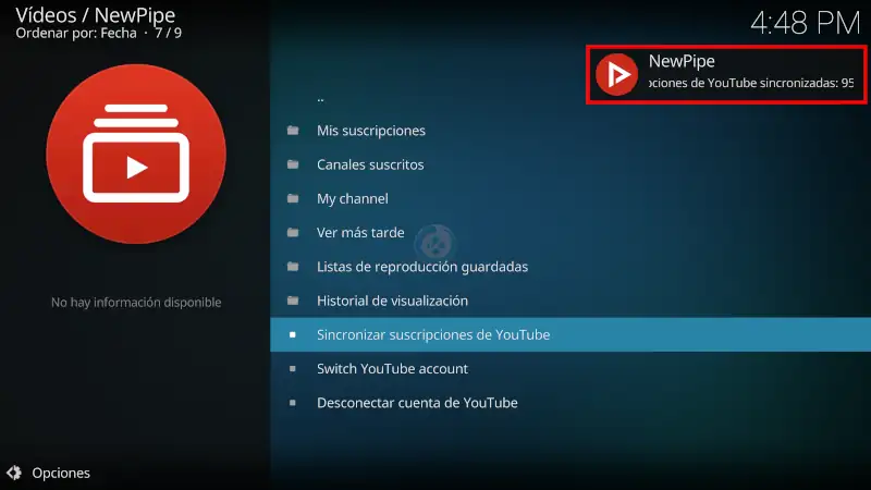 addon NewPipe en Kodi