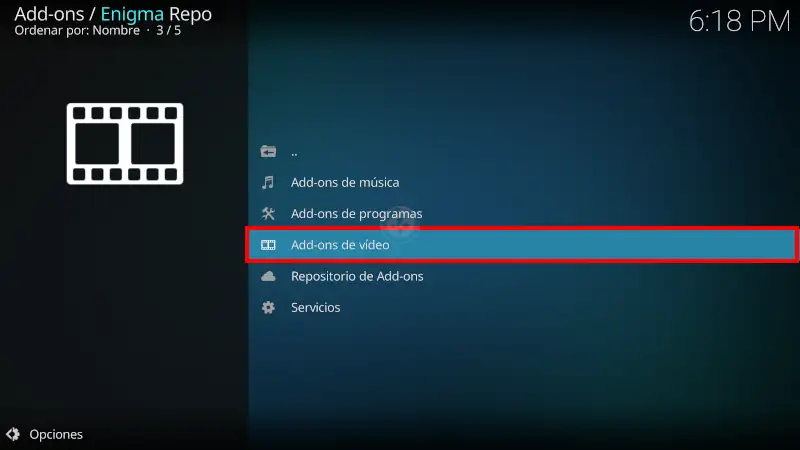 addon COSMOS en Kodi