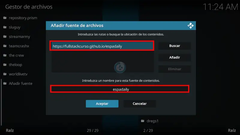 addon EspaDaily en Kodi