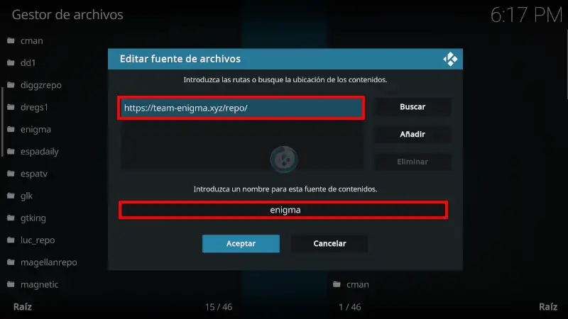 addon COSMOS en Kodi