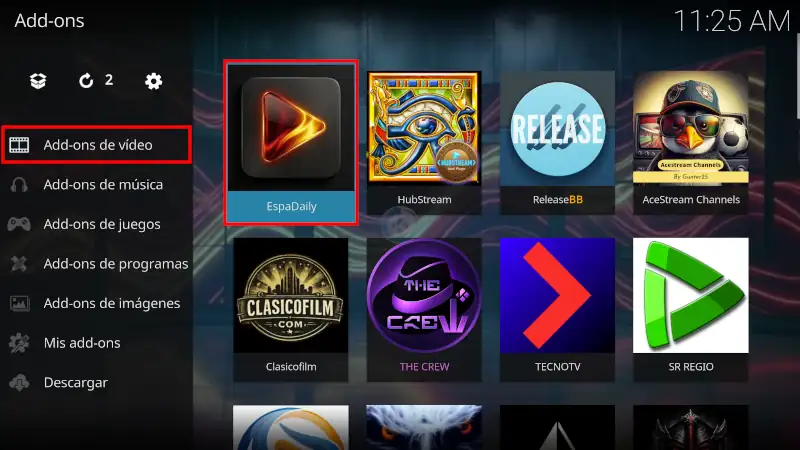 addon EspaDaily en Kodi
