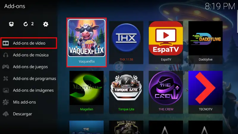 addon Vaquexflix en Kodi