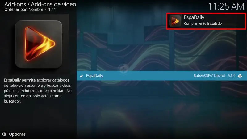 addon EspaDaily en Kodi