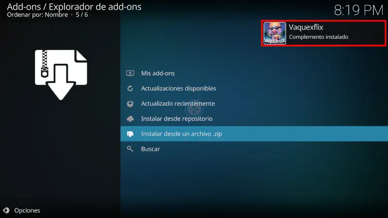 addon Vaquexflix en Kodi