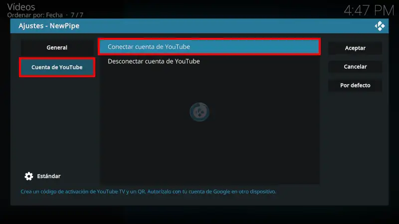 addon NewPipe en Kodi