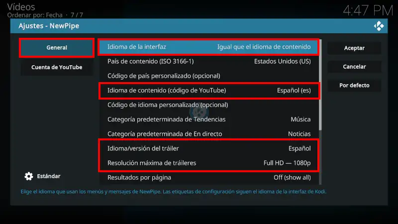 addon NewPipe en Kodi