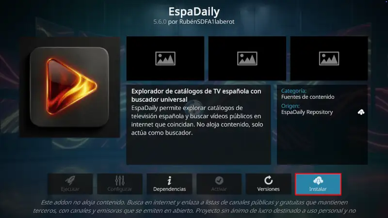 addon EspaDaily en Kodi