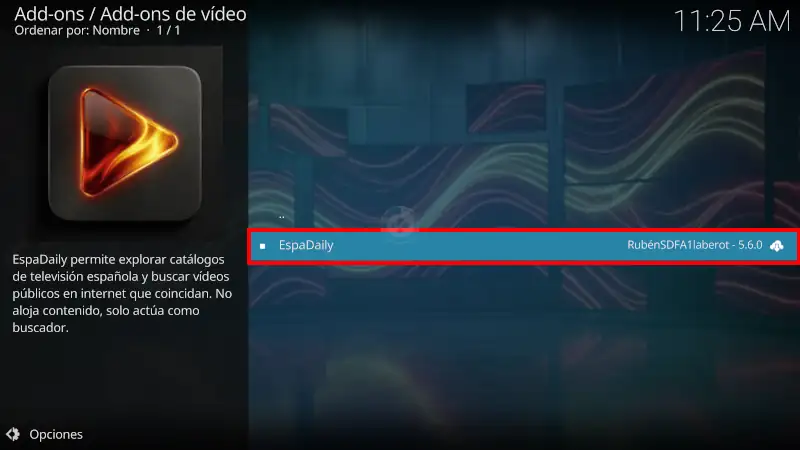 addon EspaDaily en Kodi