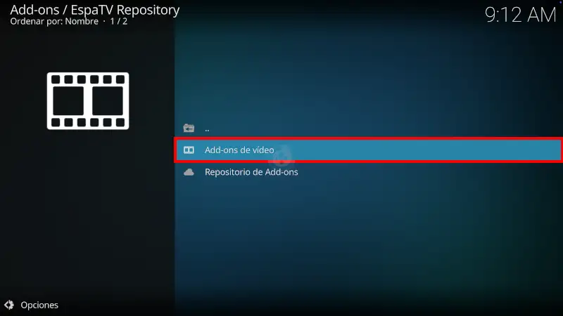 addon EspaTV en Kodi