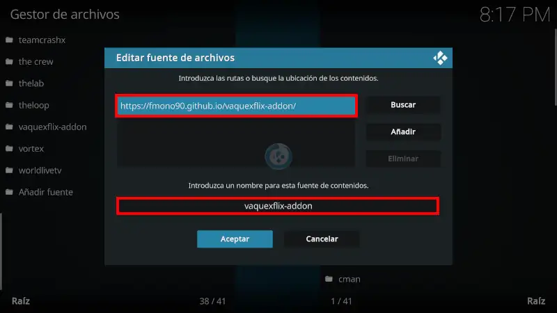 addon Vaquexflix en Kodi