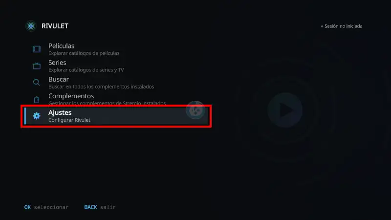 addon Rivulet en Kodi