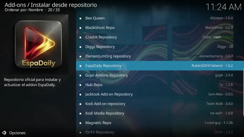 addon EspaDaily en Kodi