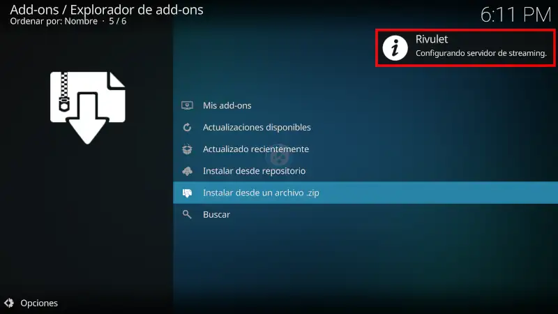 addon Rivulet en Kodi
